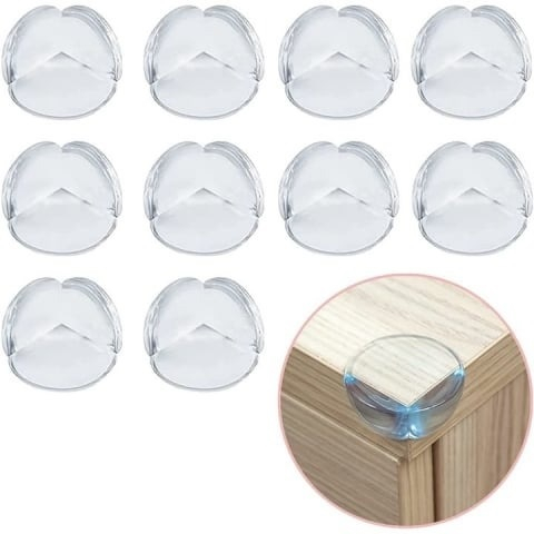 Crestere copil - Set 10 bucati protectie colturi, universale, pentru siguranta copiilor, din silicon, rotunde, pentru mese, paturi, dulapuri, transparent