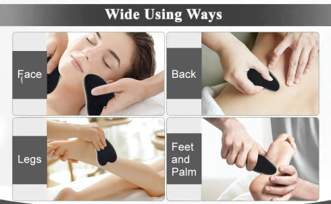 Placuta Masaj Gua Sha Dactylion, Piatra Naturala Neagra, 7x4.5 cm, Instrument Anti-Imbatranire Fata si Corp [4]