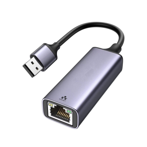 ELECTRONICE - Adaptor USB–RJ45, Ethernet, 1000 Mbps, USB 3.0/2.0, Plug&Play, aluminiu, pentru tableta, PC, laptop, argintiu, 2.3 x 15.8 cm