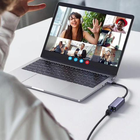 Adaptor USB–RJ45, Ethernet, 1000 Mbps, USB 3.0/2.0, Plug&Play, aluminiu, pentru tableta, PC, laptop, argintiu, 2.3 x 15.8 cm [9]