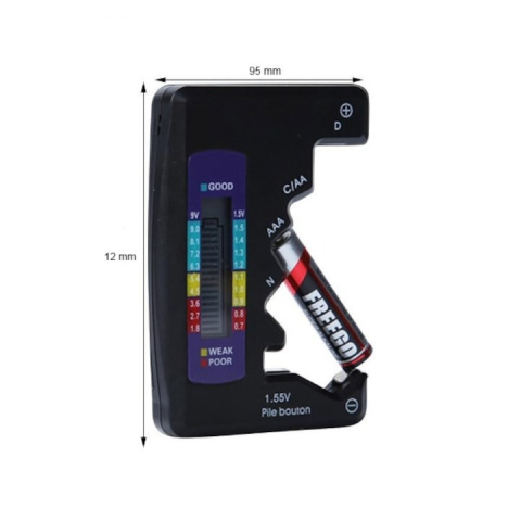 Tester digital pentru baterii, 9V si 1.5V, afisaj LCD, negru [1]