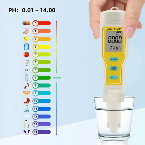 Tester apa, 2 in 1, temperatura si pH, solutii de calibrare incluse, alb/galben [1]
