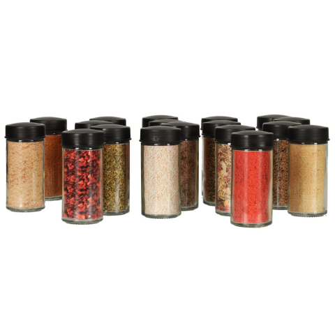 Suport pentru condimente, 18 recipiente sticla, rotativ, 26 x 22.5 x 34.5 cm, plastic, negru [4]