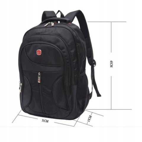 Rucsac multifunctional, pentru scoala, calatorii, laptop, nailon/poliester, durabil, compartimente multiple, 31 x 15 x 45 cm, negru [1]