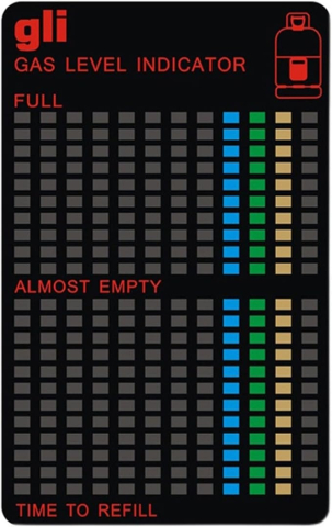 CASA & GRADINA - Indicator nivel gaz pentru butelie, magnetic, reutilizabil, 10 x 6.2 cm, negru