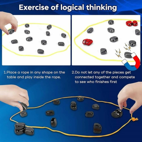Joc educativ pentru copii, 20 magneti, sfoara, cutie depozitare, 8 ani+, 16 x 11 x 3 cm, albastru [1]