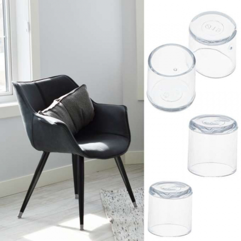 Set 4 bucati protectii pentru picioare scaun, PVC, 18 mm, anti-zgarieturi, transparente [2]
