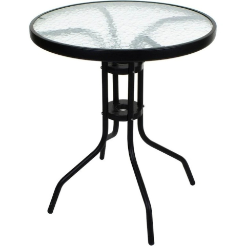 Set mobilier gradina, masa rotunda si 2 scaune, metal/sticla, pentru balcon, terasa, exterior, negru [3]