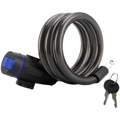 Antifurt pentru bicicleta, cu 2 chei, lungime cablu 90 cm, otel, negru [1]