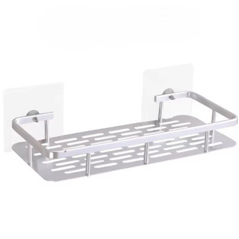 Set 2 rafturi autoadezive, pentru baie si bucatarie, design minimalist, otel inoxidabil, 30.5 x 13 x 5.5 cm, argintiu [8]