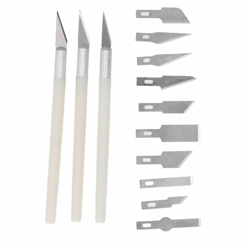 Set 13 cutite pentru modelare, de precizie, lame interschimbabile, plastic/otel inoxidabil, 15.5 cm, cutie depozitare, negru [8]