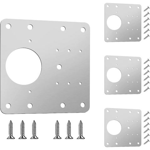 Set 4 placi pentru reparatii balamale, otel inoxidabil, suruburi incluse, 9 x 9 cm, argintiu [3]