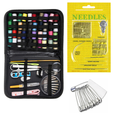 CASA & GRADINA - Set croitorie profesional 128 piese cu 24 ace si 10 ace de siguranta, trusa cusut completa cu husa organizata, portabila