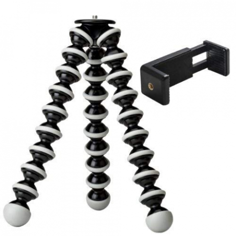 Mini trepiezi - Mini trepied flexibil cu suport de telefon dublu filet, filet universal 1/4 pentru telefon, camere, GoPro