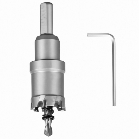 CASA & GRADINA - Carota din otel/carbura de tungsten pentru metal si lemn, cu burghiu pentru centrare, diametru 20 mm, lungime 100 mm, argintie