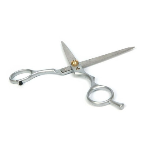 Foarfeca de tuns pentru coafura si frizerie, otel inoxidabil, 15 cm, design ergonomic, surub reglabil, lame 5.6 cm, ideala pentru incepatori, argintiu cu detalii aurii [4]