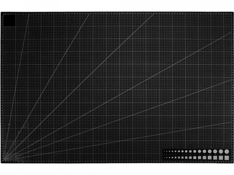 Mercerie - Placa pentru taiere precisa, modelare, fata-verso, cu auto-vindecare A1, 60 x 90 cm, scara clar vizibila, negru