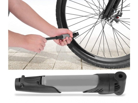 Pompa manuala pentru bicicleta, cu suport pentru prindere pe cadru, multifunctionala, 19 cm, negru/gri [6]