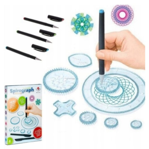 Set spirograf pentru desen, 22 sabloane, 3 pixuri, multicolor [5]