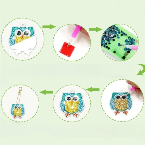 Set brelocuri cu diamante pentru copii, insecte, animale, 15 modele, accesorii incluse, multicolor [5]