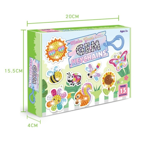 Set brelocuri cu diamante pentru copii, insecte, animale, 15 modele, accesorii incluse, multicolor [11]