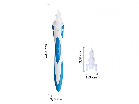 Dispozitiv pentru curatarea urechilor, 16 varfuri silicon, design spiralat, alb/albastru [6]