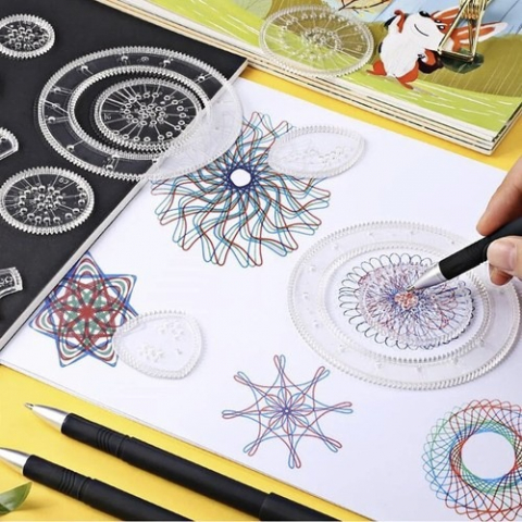 Set pentru desen, spirograf, sabloane transparente, 35 piese [6]