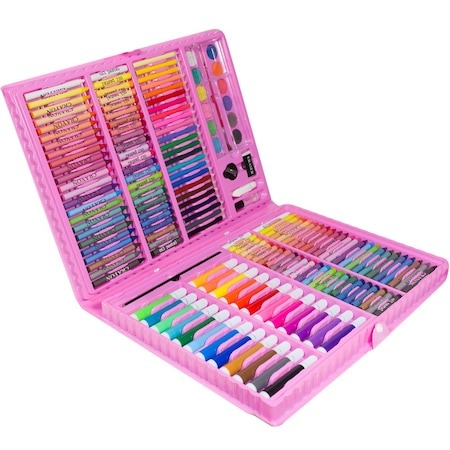 Set pictură și desen - Set,trusa completa pentru copii,desenat,colorat si pictat,168 piese,trusa inclusa - Roz