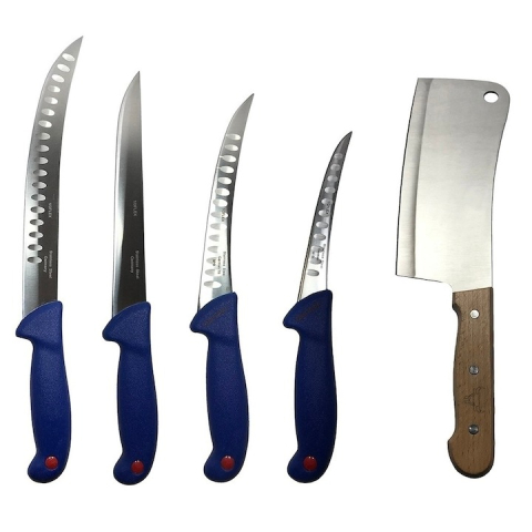 Cutite si tacamuri - Set 4 cutite profesionale de macelarie, filetat, injunghiat, transat, dezosat, otel carbon, satar
