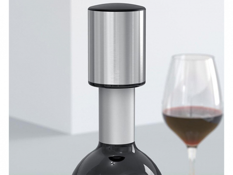 Dop pentru sticla de vin, plastic, 4 x 5.5 cm, mentine aroma si gustul, argintiu [4]
