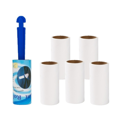 CASA & GRADINA - Set rola pentru curatat scame + 5 rezerve, 10 x 4.3 cm, alb/albastru