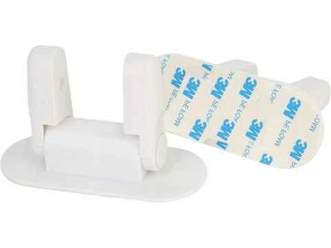 Set 2 bucati sistem de siguranta pentru copii, blocare maner, ABS, autoadeziv, montare pe usi, ferestre, 12 x 5 x 7.5 cm, alb [4]
