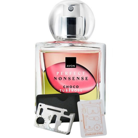 PARFUMURI & SETURI - Apa de parfum Perfect Nonsense Choco Tuberose 50 ml si card multifunctional de supravietuire, otel inoxidabil