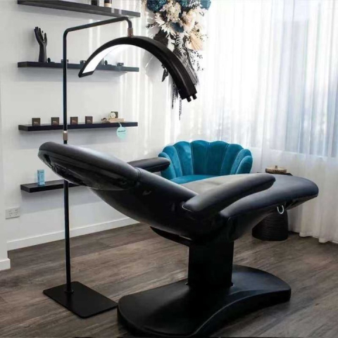 Lampa cosmetica tip semiluna, LED, 40 W, 2500 lm, 320 LED-uri, lumina calda/rece/neutra, inaltime 139-184 cm, negru [12]