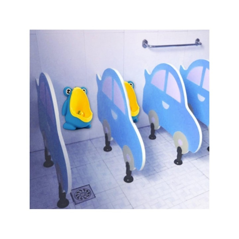 Olita tip pisoar, pentru copii, model broasca, montare pe perete prin ventuze, plastic PP, usor de curatat, 20.5 x 27.5 cm, albastru/galben [5]