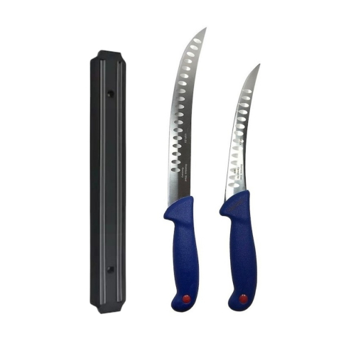 Cutite si tacamuri - Set profesional de macelarie, transat, degresat, dezosat, otel carbon, 2 cutite, suport magnetic