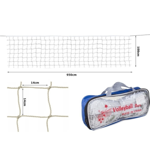 Fileu, plasa pentru volei, tenis, badminton, 9.5 x 1 m, portabil, rezistent, geanta de depozitare, alb [1]