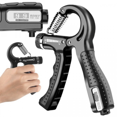 SPORT ȘI ACTIVITĂȚI - Flexor reglabil 10-60 kg,contor electronic, pentru antrenamentul incheieturilor si antebratului - Negru