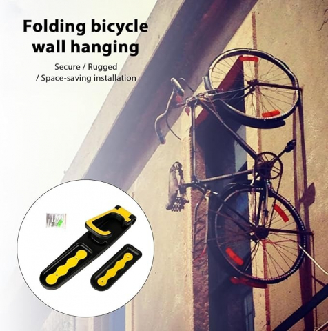 Suport pentru bicicleta, montare pe perete, 35 cm, negru/galben [6]