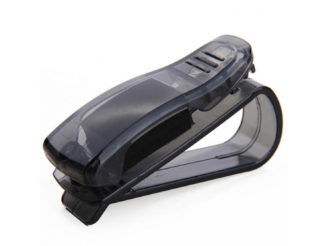 Alte gadgeturi auto - Suport auto pentru ochelari, montare pe parasolar, plastic, prindere cu clema, 2.9 x 7.5 x 2.5 cm, negru