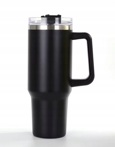 Cana termos, otel inoxidabil/plastic, fara BPA, 1200 ml, design ergonomic, cu pai, negru [10]