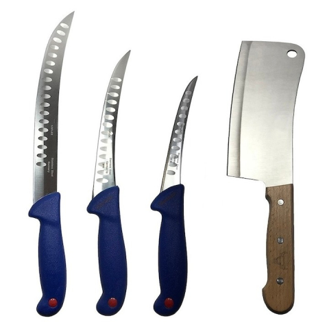 Cutite si tacamuri - Set cutite profesionale de macelarie, transat, dezosat, filetat, 3 cutite, satar, otel carbon