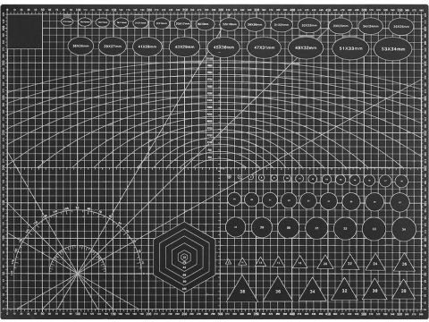CASA & GRADINA - Placa pentru taiere precisa, modelare, fata-verso, cu auto-vindecare A2, 45 x 60 cm, scara clar vizibila, negru