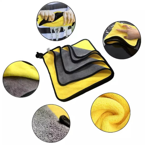 Laveta auto, microfibra, absorbtie ridicata, 60 x 30 cm, galben/gri [6]