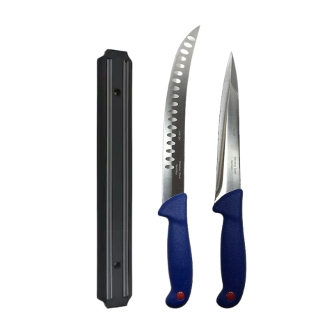 Cutite si tacamuri - Set profesional de macelarie, 2 cutite otel carbon, injunghiat, transat, degresat, suport magnetic