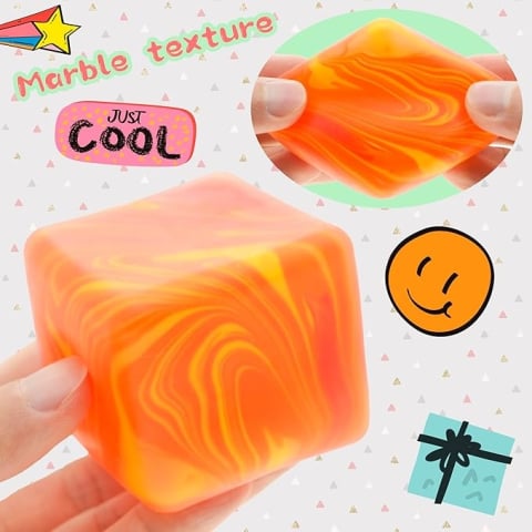 Cub antistres, squishy, pentru copii si adulti, design cu linii fluide, material termoplastic, portocaliu, 3.5 x 3.5 x 3.5 cm [1]