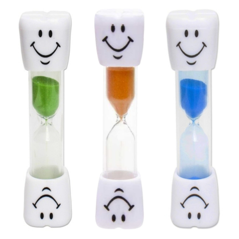 MAMA ȘI COPILUL - Set 3 clepsidre pentru perierea dintilor, 3 minute, 10 x 2.5 cm, verde/portocaliu/albastru