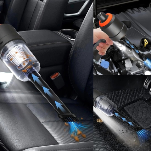 Aspirator auto, portabil, 2 in 1, aspirare si suflare, tip pistol, putere aspirare 5500 Pa, incarcare USB, negru [2]