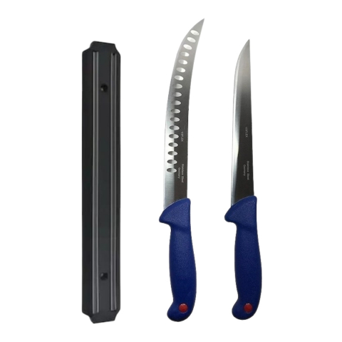 Cutite si tacamuri - Set profesional de macelarie, filetat transat, degresat, feliat, 2 cutite, suport magnetic