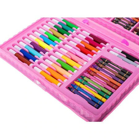 Set,trusa completa pentru copii,desenat,colorat si pictat,86 piese,trusa inclusa - Roz [6]